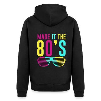 80er Die Musik der 80er - Unisex Premium Bio Zip Hoodie - Schwarz - Hinten - Nico (187cm)
