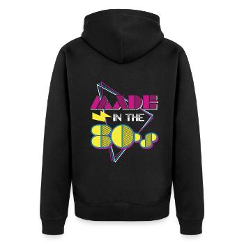 80er Die Musik der 80er - Unisex Premium Bio Zip Hoodie - Schwarz - Hinten - Nico (187cm)