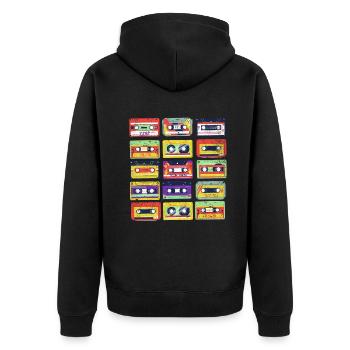 80's Cassette Tape 1990s Pencil Winding Cassette - Unisex Premium Organic Zip Hoodie - black - Back - Nico (187cm)