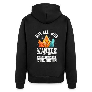Wandern Sie auf der Suche nach coolen Felsen - Unisex Premium Bio Zip Hoodie - Schwarz - Hinten - Nico (187cm)