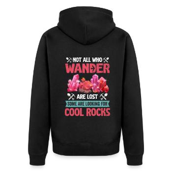 Wandern Sie auf der Suche nach coolen Felsen - Unisex Premium Bio Zip Hoodie - Schwarz - Hinten - Nico (187cm)