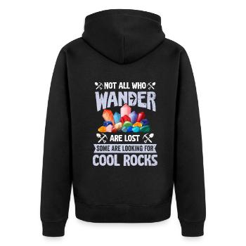 Wandern Sie auf der Suche nach coolen Felsen - Unisex Premium Bio Zip Hoodie - Schwarz - Hinten - Nico (187cm)