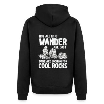 Wandern Sie auf der Suche nach coolen Felsen - Unisex Premium Bio Zip Hoodie - Schwarz - Hinten - Nico (187cm)