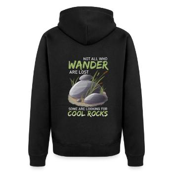 Wandern Sie auf der Suche nach coolen Felsen - Unisex Premium Bio Zip Hoodie - Schwarz - Hinten - Nico (187cm)