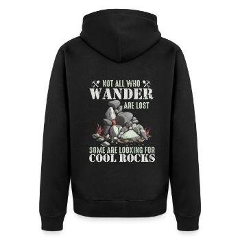 Wandern Sie auf der Suche nach coolen Felsen - Unisex Premium Bio Zip Hoodie - Schwarz - Hinten - Nico (187cm)