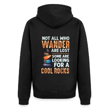 Wandern Sie auf der Suche nach coolen Felsen - Unisex Premium Bio Zip Hoodie - Schwarz - Hinten - Nico (187cm)