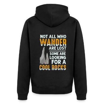Wander Some Looking For Cool Rocks - Unisex Premium Organic Zip Hoodie - black - Back - Nico (187cm)