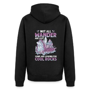Wandern Sie auf der Suche nach coolen Felsen - Unisex Premium Bio Zip Hoodie - Schwarz - Hinten - Nico (187cm)