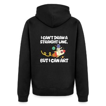 Ich kann keine gerade Linie zeichnen, aber ich kann Kunst - Unisex Premium Bio Zip Hoodie - Schwarz - Hinten - Nico (187cm)