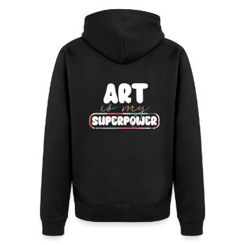 Art Is My Superpower - Unisex Premium Organic Zip Hoodie - black - Back - Nico (187cm)