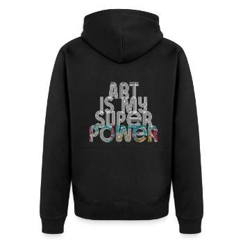 Art Is My Superpower - Unisex Premium Organic Zip Hoodie - black - Back - Nico (187cm)