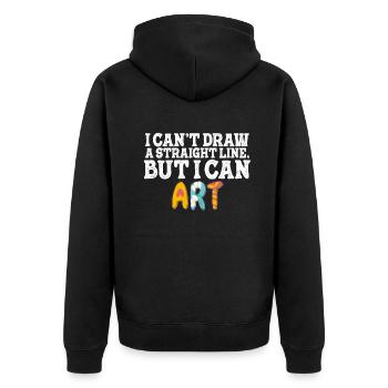 Ich kann keine gerade Linie zeichnen, aber ich kann Kunst - Unisex Premium Bio Zip Hoodie - Schwarz - Hinten - Nico (187cm)