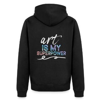 Art Is My Superpower - Unisex Premium Organic Zip Hoodie - black - Back - Nico (187cm)