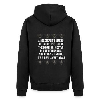 La vie des apiculteurs est une question de miel - Veste à capuche bio Premium Unisexe - noir - Dos - Nico (187cm)