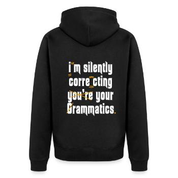Je corrige silencieusement votre grammaire - Veste à capuche bio Premium Unisexe - noir - Dos - Nico (187cm)