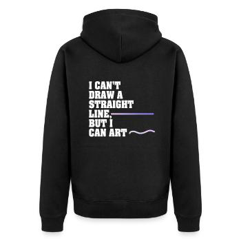 Ich kann keine gerade Linie zeichnen, aber ich kann Kunst - Unisex Premium Bio Zip Hoodie - Schwarz - Hinten - Nico (187cm)