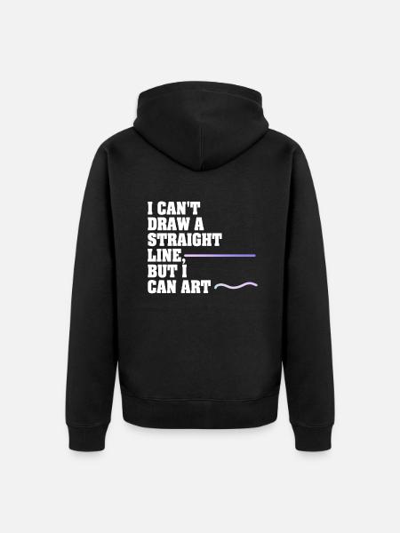Jeg kan ikke tegne en lige linje, men jeg kan kunst - Premium økologisk unisex-hættejakke - sort