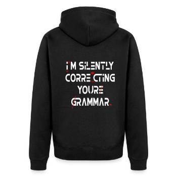 Je corrige silencieusement votre grammaire - Veste à capuche bio Premium Unisexe - noir - Dos - Nico (187cm)