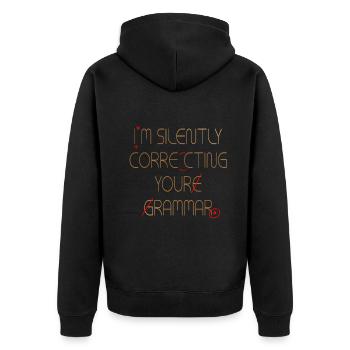 Je corrige silencieusement votre grammaire - Veste à capuche bio Premium Unisexe - noir - Dos - Nico (187cm)