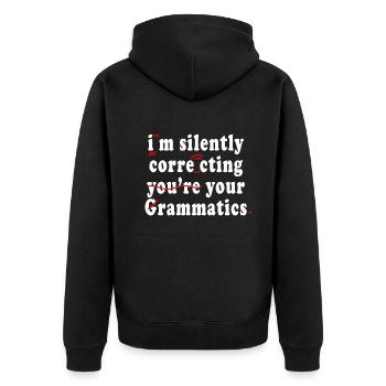 Je corrige silencieusement votre grammaire - Veste à capuche bio Premium Unisexe - noir - Dos - Nico (187cm)