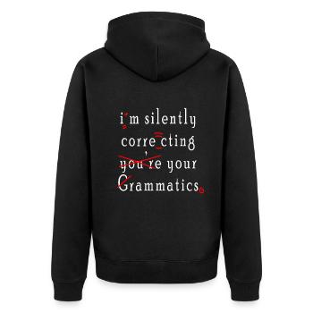 Je corrige silencieusement votre grammaire - Veste à capuche bio Premium Unisexe - noir - Dos - Nico (187cm)