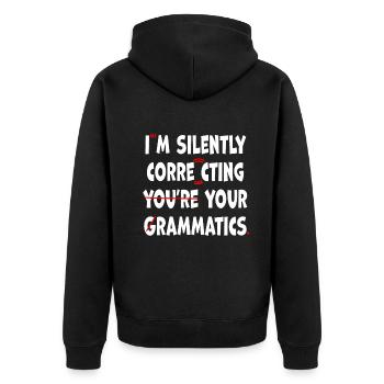 Je corrige silencieusement votre grammaire - Veste à capuche bio Premium Unisexe - noir - Dos - Nico (187cm)