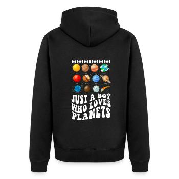 Just A Boy Who Loves Planets Solar System - Unisex Premium Organic Zip Hoodie - black - Back - Nico (187cm)