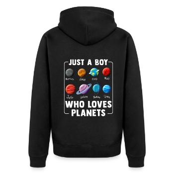 Just A Boy Who Loves Planets Solar System - Unisex Premium Organic Zip Hoodie - black - Back - Nico (187cm)