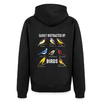 Easily Distracted By Birds Bird Lover - Unisex Premium Organic Zip Hoodie - black - Back - Nico (187cm)