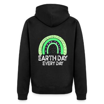 Tag der Erde: Alltägliches Umweltbewusstsein - Unisex Premium Bio Zip Hoodie - Schwarz - Hinten - Nico (187cm)