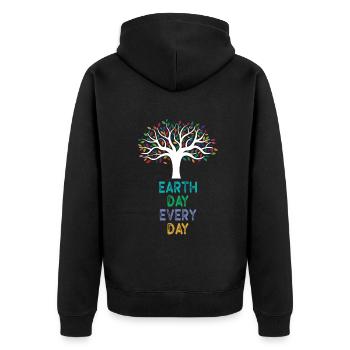Tag der Erde: Alltägliches Umweltbewusstsein - Unisex Premium Bio Zip Hoodie - Schwarz - Hinten - Nico (187cm)