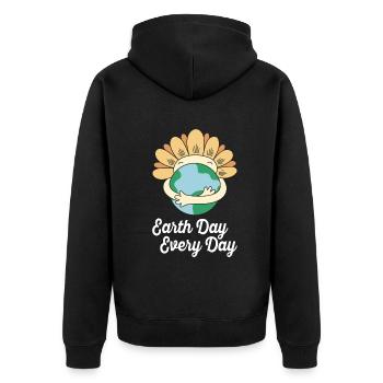 Tag der Erde: Alltägliches Umweltbewusstsein - Unisex Premium Bio Zip Hoodie - Schwarz - Hinten - Nico (187cm)