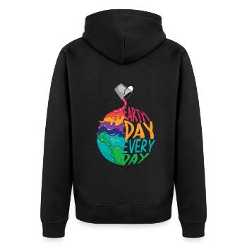 Tag der Erde: Alltägliches Umweltbewusstsein - Unisex Premium Bio Zip Hoodie - Schwarz - Hinten - Nico (187cm)