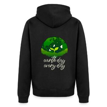 Earth Day Everyday Environmental Awareness - Unisex Premium Organic Zip Hoodie - black - Back - Nico (187cm)