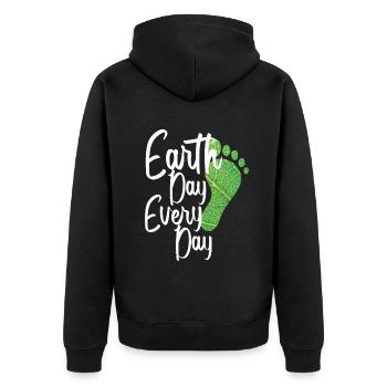 Tag der Erde: Alltägliches Umweltbewusstsein - Unisex Premium Bio Zip Hoodie - Schwarz - Hinten - Nico (187cm)