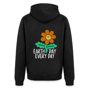 Tag der Erde: Alltägliches Umweltbewusstsein - Unisex Premium Bio Zip Hoodie - Schwarz - Hinten - Nico (187cm)