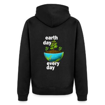 Tag der Erde: Alltägliches Umweltbewusstsein - Unisex Premium Bio Zip Hoodie - Schwarz - Hinten - Nico (187cm)