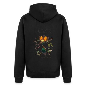 Lustiger Vogelbeobachter Vogelbeobachtung - Unisex Premium Bio Zip Hoodie - Schwarz - Hinten - Nico (187cm)