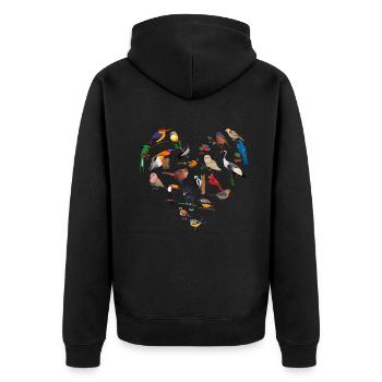 Funny Bird Watcher Birding Watching - Unisex Premium Organic Zip Hoodie - black - Back - Nico (187cm)