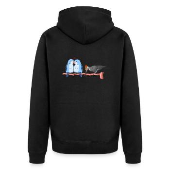 Funny Bird Watcher Birding Watching - Unisex Premium Organic Zip Hoodie - black - Back - Nico (187cm)