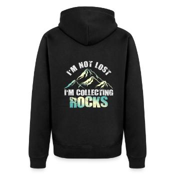 Je ne suis pas perdu Je collectionne des roches Drôle de géologie - Veste à capuche bio Premium Unisexe - noir - Dos - Nico (187cm)