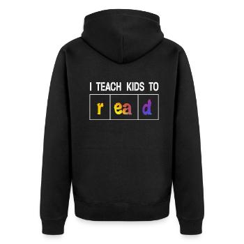 I Teach Kids To Read Science Teachers Reading - Unisex Premium Organic Zip Hoodie - black - Back - Nico (187cm)