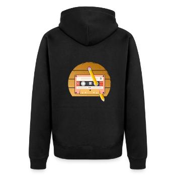80's Cassette Tape 1990s Pencil Winding Cassette - Unisex Premium Organic Zip Hoodie - black - Back - Nico (187cm)