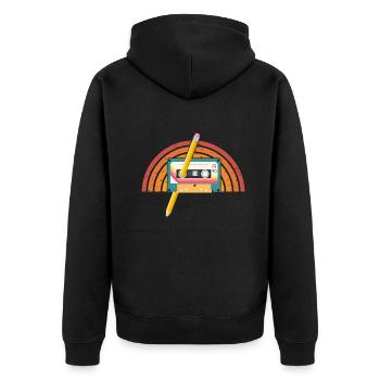 80's Cassette Tape 1990s Pencil Winding Cassette - Unisex Premium Organic Zip Hoodie - black - Back - Nico (187cm)