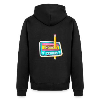 80's Cassette Tape 1990s Pencil Winding Cassette - Unisex Premium Organic Zip Hoodie - black - Back - Nico (187cm)