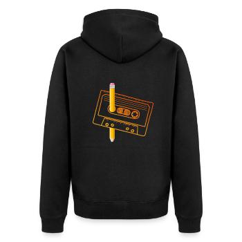 80's Cassette Tape 1990s Pencil Winding Cassette - Unisex Premium Organic Zip Hoodie - black - Back - Nico (187cm)