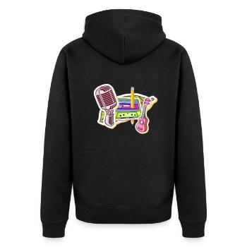 80er Jahre Kassette 1990er Bleistift Wickelkassette - Unisex Premium Bio Zip Hoodie - Schwarz - Hinten - Nico (187cm)