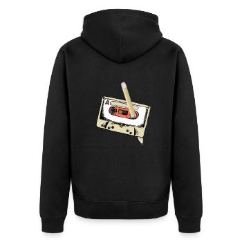 80's Cassette Tape 1990s Pencil Winding Cassette - Unisex Premium Organic Zip Hoodie - black - Back - Nico (187cm)