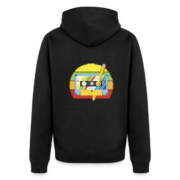 80's Cassette Tape 1990s Pencil Winding Cassette - Unisex Premium Organic Zip Hoodie - black - Back - Nico (187cm)