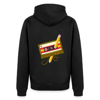 80's Cassette Tape 1990s Pencil Winding Cassette - Unisex Premium Organic Zip Hoodie - black - Back - Nico (187cm)